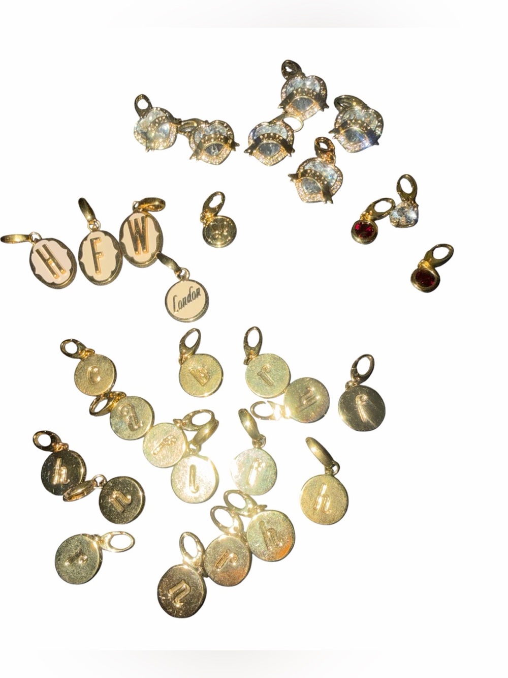 Spartina 449 18K Gold plated Initial & Crystal Charm Set - Women Jewelry